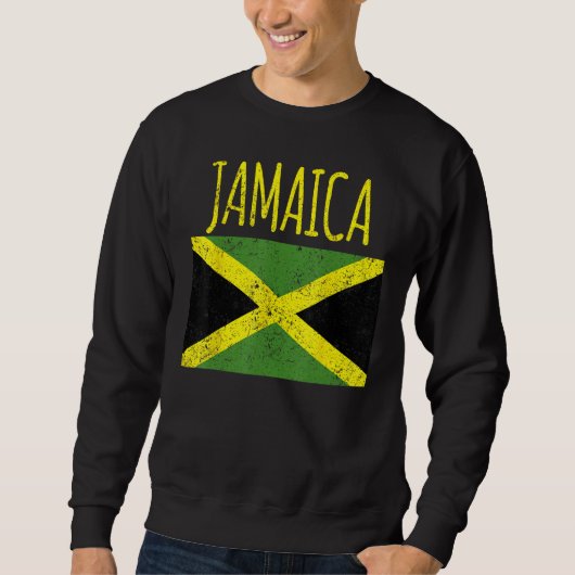 Cool Jamaica distresssed Jamaican flag proud Jamai スウェットシャツ (正面)