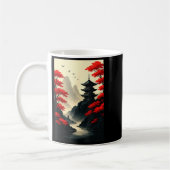 Cool Japanese Pagoda Castle Mountain Landscape Gra コーヒーマグカップ (左)