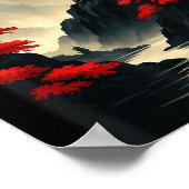 Cool Japanese Pagoda Castle Mountain Landscape Gra ポスター (角)