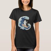 Cool Japanese Wave Cat Surfing Tシャツ (正面)