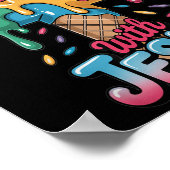 Cool Jesus Kids Ice Cream Drip Boys Christian Cros ポスター (角)