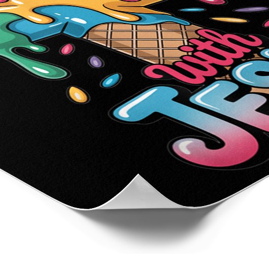 Cool Jesus Kids Ice Cream Drip Boys Christian Cros ポスター (角)