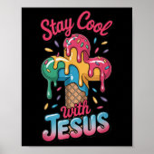 Cool Jesus Kids Ice Cream Drip Boys Christian Cros ポスター (正面)