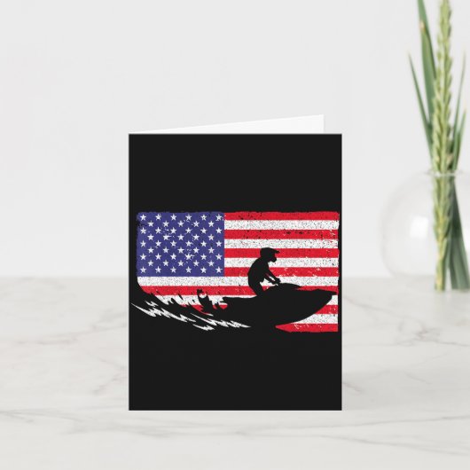 Cool jet ski for men women skiers american flag カード (正面)