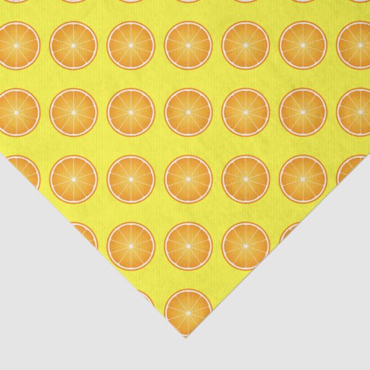 Cool Juicy Orange fruit slices pattern on yellow 薄葉紙 (詳細)