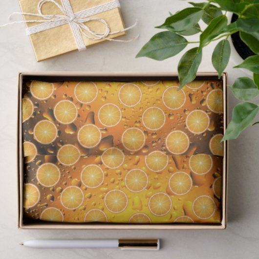 Cool Juicy Orange fruit slices pattern water drops 薄葉紙 (ギフト)