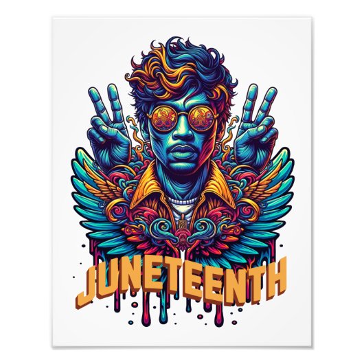 Cool Juneteenth Black History Month Angel Freedom フォトプリント (正面)