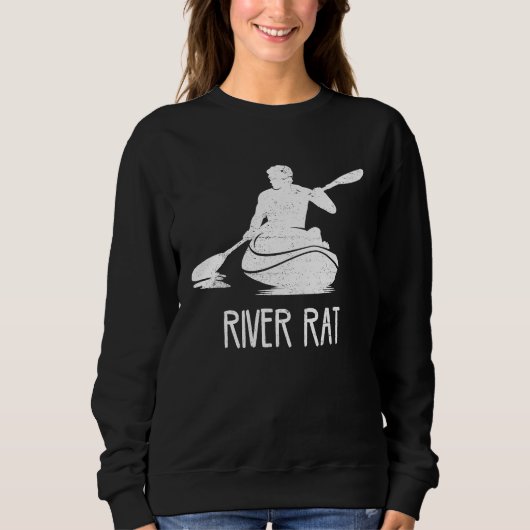 Cool Kayak River Rat river kayaking mens kayak スウェットシャツ (正面)