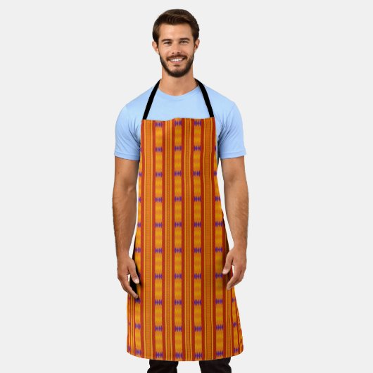 Cool Kente Style African Print Apron エプロン (着用した状態)