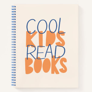 Cool Kids Read Books オレンジとブルーのタイポグラフィーノート ノートブック