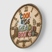 Cool Kids Read Books Classroom Teacher Gift ラージ壁時計 (傾斜)