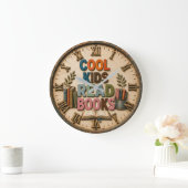 Cool Kids Read Books Classroom Teacher Gift ラージ壁時計 (ホーム)