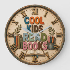 Cool Kids Read Books Classroom Teacher Gift ラージ壁時計
