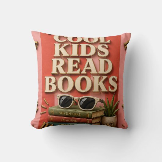 Cool Kids Read Books Reading Motivation  クッション (正面)
