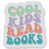 Cool Kids Read Books - wavy book lover reading シール (正面)