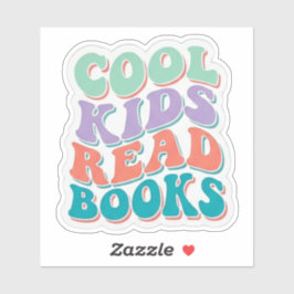 Cool Kids Read Books - wavy book lover reading シール