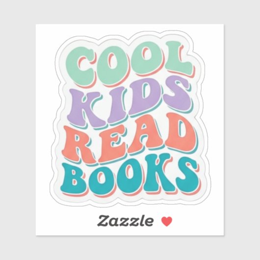Cool Kids Read Books - wavy book lover reading シール (シート)
