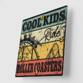 Cool Kids Ride Roller Coasters Funny Coaster Train スクエア壁時計 (傾斜)