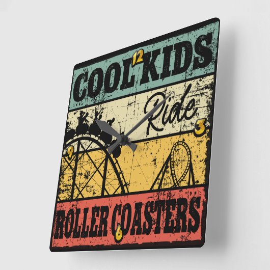 Cool Kids Ride Roller Coasters Funny Coaster Train スクエア壁時計 (傾斜)