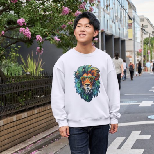 Cool King – Colorful Lion with Shades Design スウェットシャツ