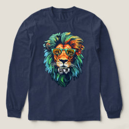 Cool King – Colorful Lion with Shades Design トライブレンドＴシャツ