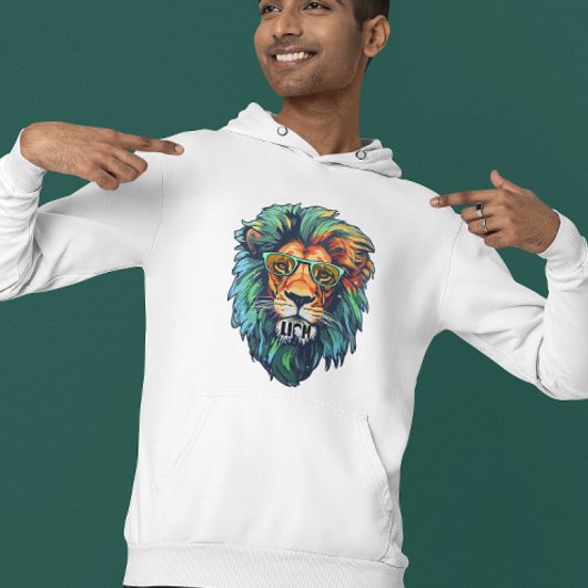 Cool King – Colorful Lion with Shades Design パーカ