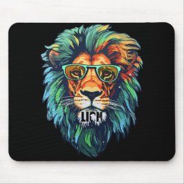 Cool King – Colorful Lion with Shades Design マウスパッド