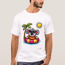 Cool Koala Pool Party Cartoon T-Shirt Tシャツ