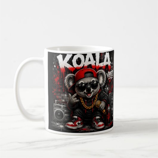 Cool Koala Vibes – Urban Hip Hop Graffiti Animal  コーヒーマグカップ (左)