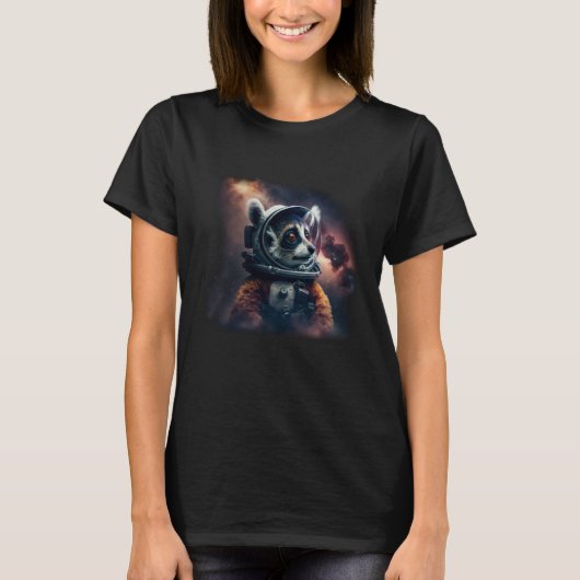 Cool Lemur Astronaut In Deep Space Tシャツ (正面)