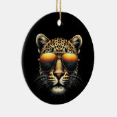 Cool Leopard Wearing Sunglasses Stylish Leopard  セラミックオーナメント (右)