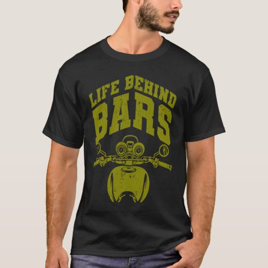Cool Life Behind Bars  Motorcycle Biker Men Father Tシャツ (正面)