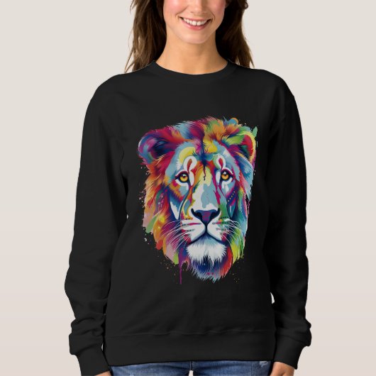 Cool Lion Head with Bright Colorful スウェットシャツ (正面)
