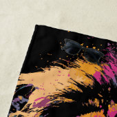 Cool Lion with Sunglasses Neon Pop Art ビーチタオル (インサイチュ)