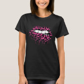 Cool Lips Bite Kiss Me Leopard Print Cheetah Valen Tシャツ (正面)
