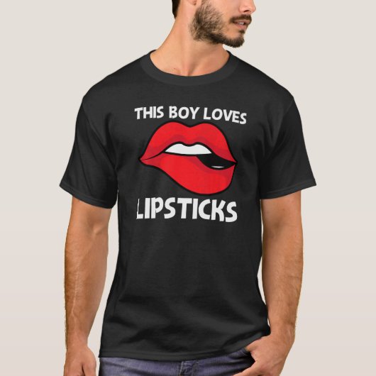 Cool Lipstick For Boys Kids Cosmetic Makeup Tシャツ (正面)