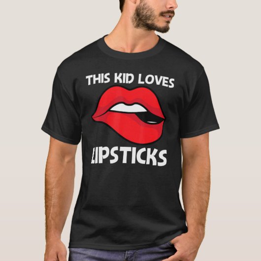Cool Lipstick For Kids Boys Cosmetic Makeup Tシャツ (正面)