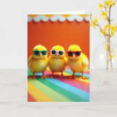 Cool Little Bird Sunglasses Card カード (黄色い花)