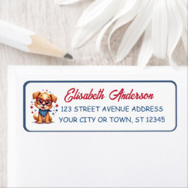 Cool Little Patriotic Dog Birthday ラベル