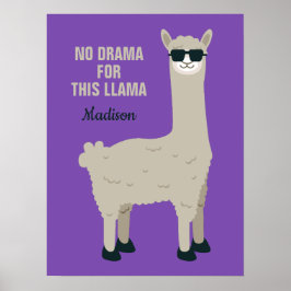 Cool Llama custom name, text & color posters ポスター
