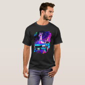 Cool Llama Driving Sports Car In Space Alpaca  Lla Tシャツ (正面フル)