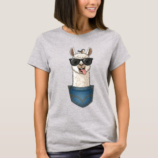 Cool Llama in Pocket – Funny Hipster T-Shirt Tシャツ