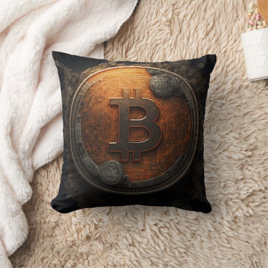 Cool looking Bitcoin logo Cryptocurrency Design クッション (ブランケット)