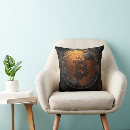 Cool looking Bitcoin logo Cryptocurrency Design クッション (椅子)