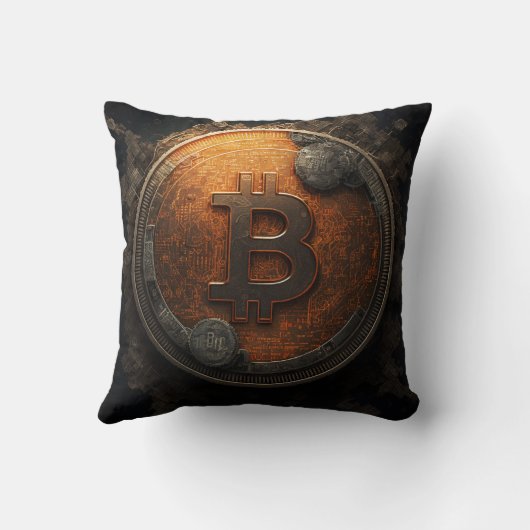 Cool looking Bitcoin logo Cryptocurrency Design クッション (裏面)