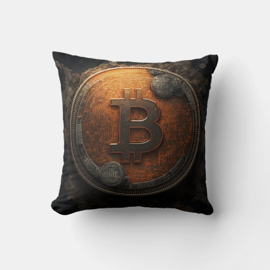 Cool looking Bitcoin logo Cryptocurrency Design クッション (正面)