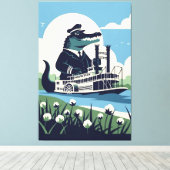 Cool Louisiana paddle steamer キャンバスプリント (インサイチュ (ウッドフロア))