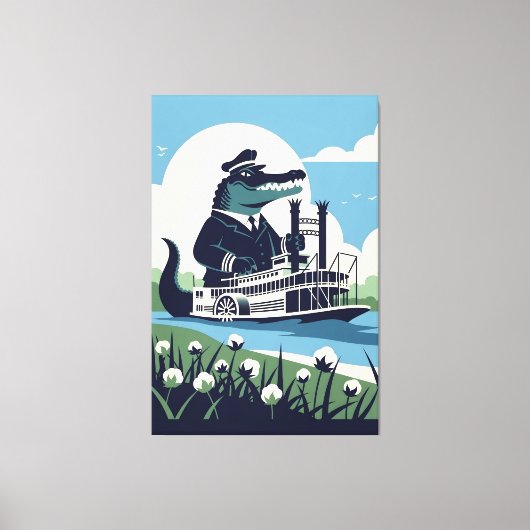 Cool Louisiana paddle steamer キャンバスプリント (正面)