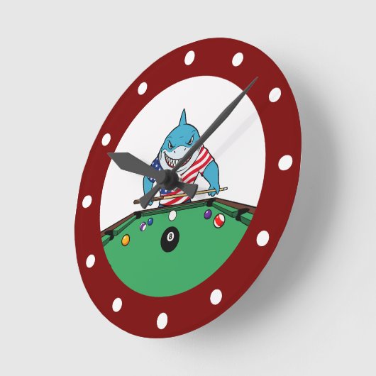Cool Man Cave Pool Shark Wall Clocks ラウンド壁時計 (傾斜)