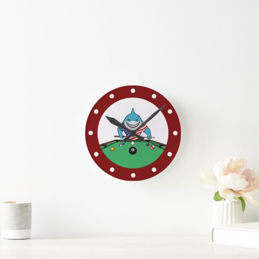 Cool Man Cave Pool Shark Wall Clocks ラウンド壁時計 (ホーム)